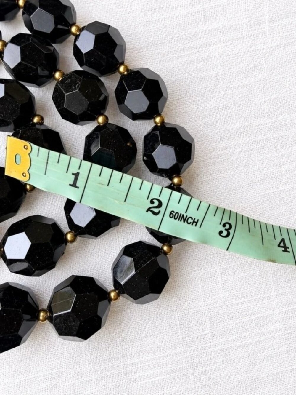 Vintage 1980s Black Faceted Acrylic Multi-Strand Statement Necklace - Picture 7 of 8